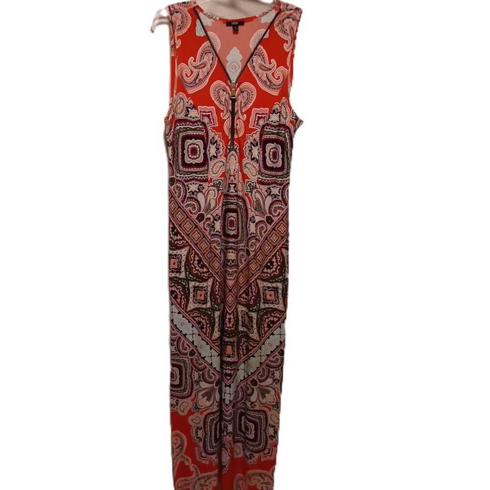 MSK Multicolor Long Maxi Dress Front zipper Size M